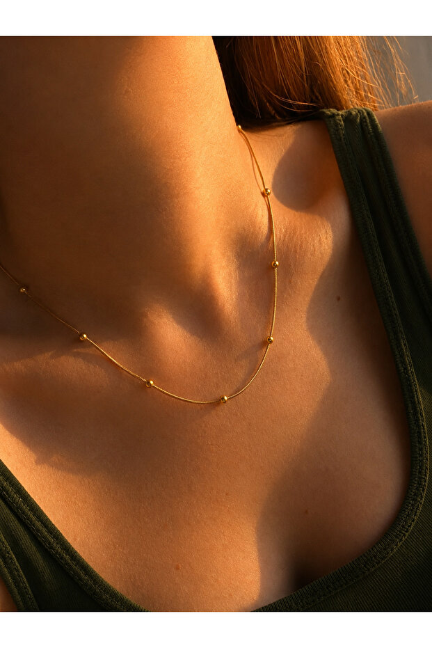 Steel Gold Heel Chain California Necklace - Does not blacken-