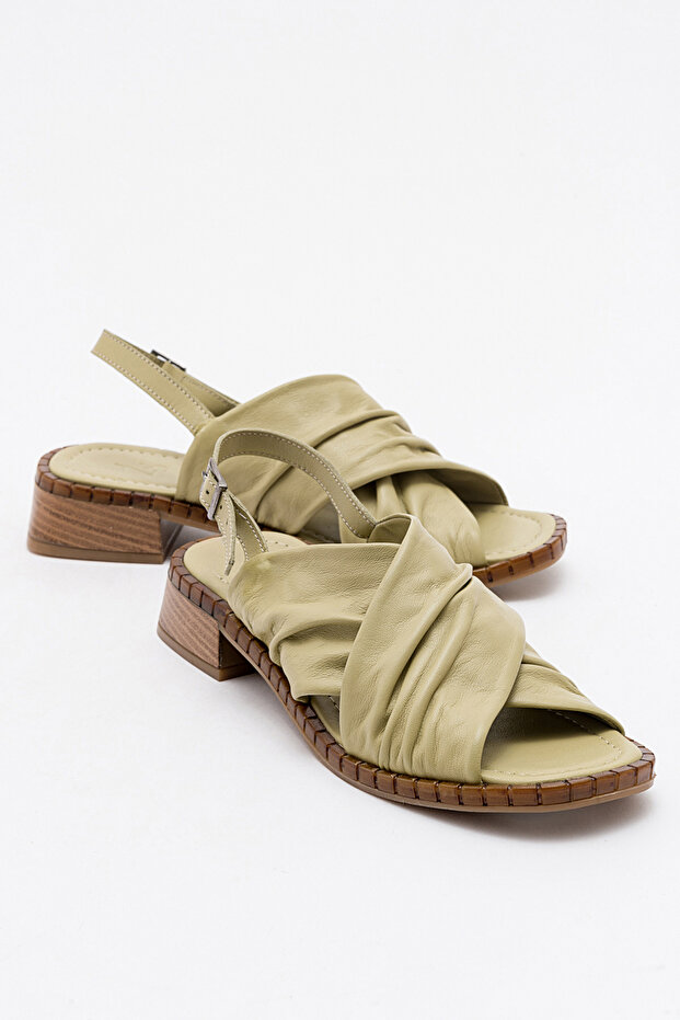 Abadi Women's Leather Sandals Water Green