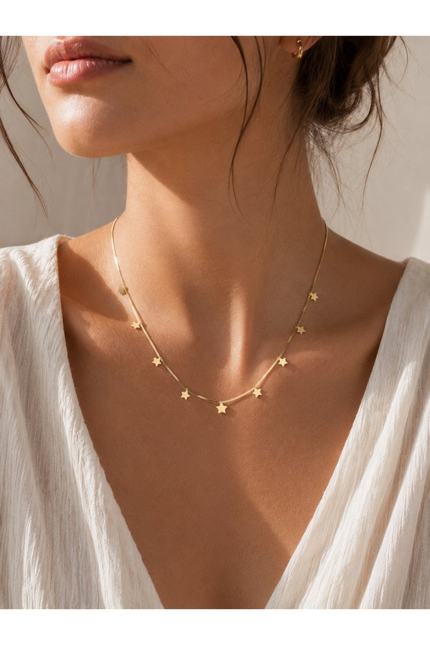 Steel Gold Star Necklace