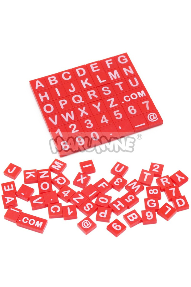Red MARUMINE MOC Building Blocks Parts Set 1x1 Tile with Printing Alphabet & Number 3070 Compatible