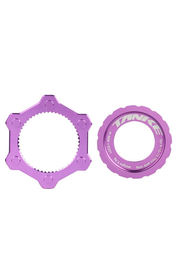 Purple TANKE Bike Hub Center Lock To 6 Hole Adapter Aluminum Alloy Centerlock Conversion 6 Bolt 6 Pi