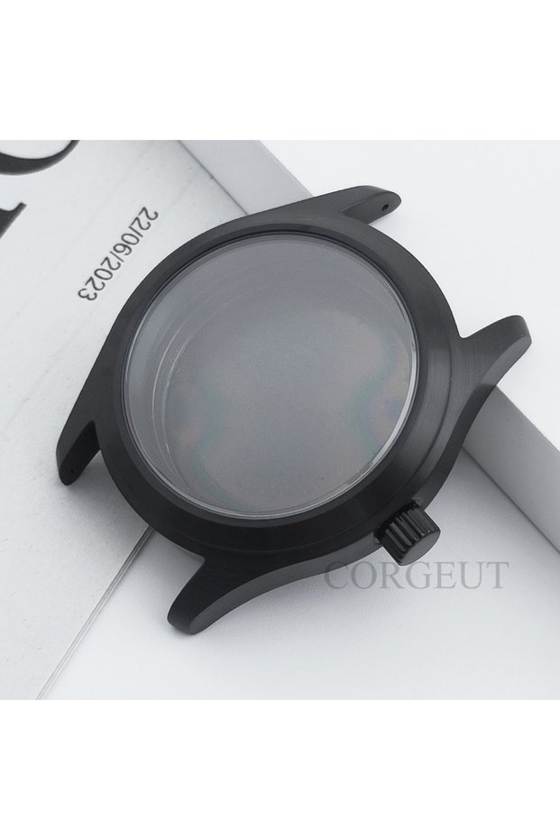 39mm NH35 NH36 Black Solid Pilot NH35 36MM/39MM PVD Black Sapphire Crystal Diver Brushed Watch Case