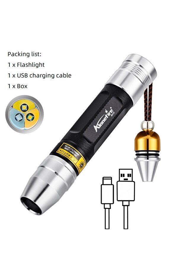 USB Charging Black 3in1 Detection Light Yellow/UV Flashlight USB Rechargeable Jewelry Jade Stone Pet