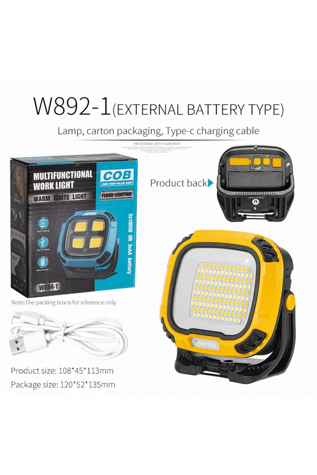 YELLOW W892-1 Portable LED Spotlight Lantern Strong Light Flashlight Outdoor Camping Fishing Emergen