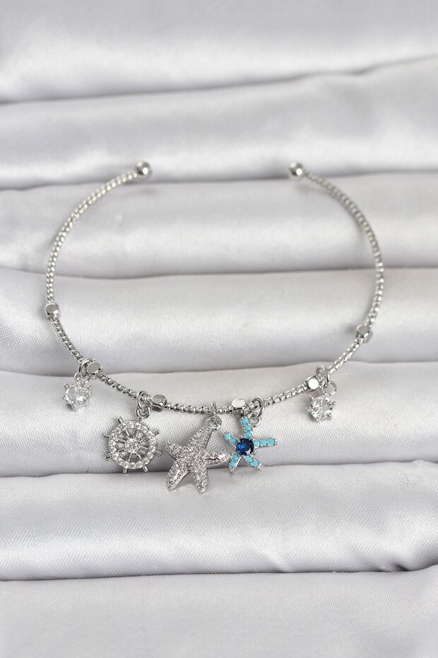 Silver Color Brass Sea Theme Charm Women's Bracelet