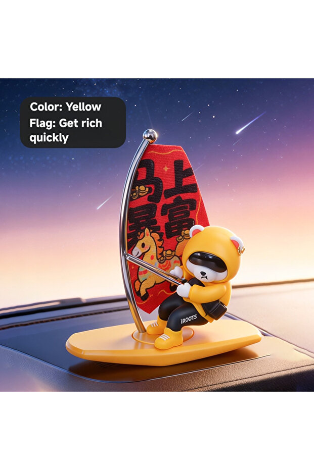 yellow-BF 1pc Car-Mounted Rocking Surfing Bear Creative Ornament for Car Center Console Car Accessor