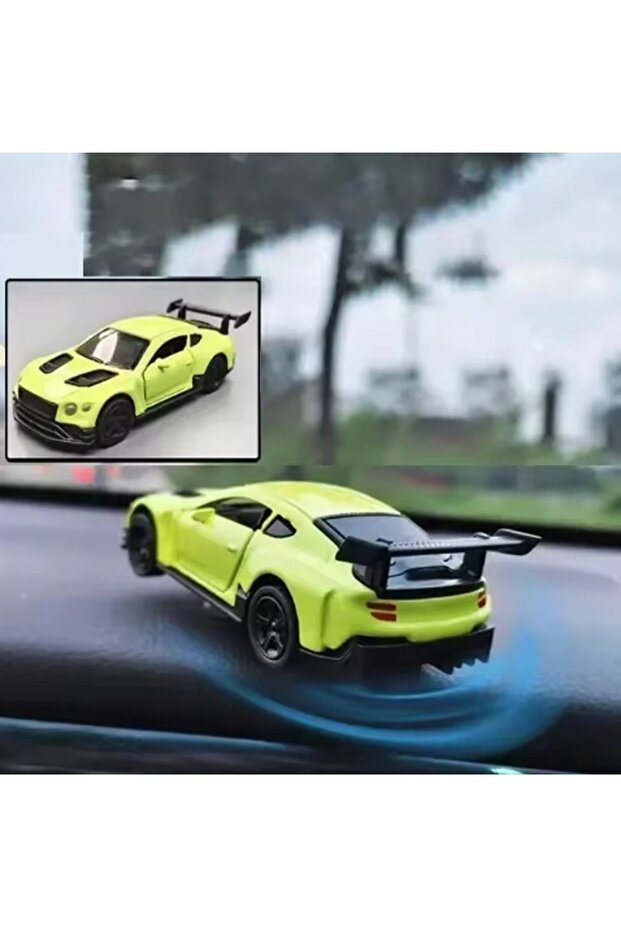 green Sports Car Drift Alloy Gyroscope Center Console Ornaments Auto Turning Racing Model Dashboard
