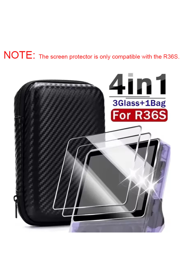 Only for R36S Carrying Case+Screen Protector For R36S Game Console Travel Portable Bag for Trimui Sm