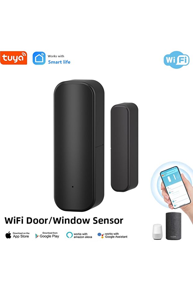 19JWT-B كاشفات الأبواب والنوافذ المفتوحة والمغلقة عبر WiFi من Tuya مع إشعارات التطبيق وجهاز استشعار الاتصال