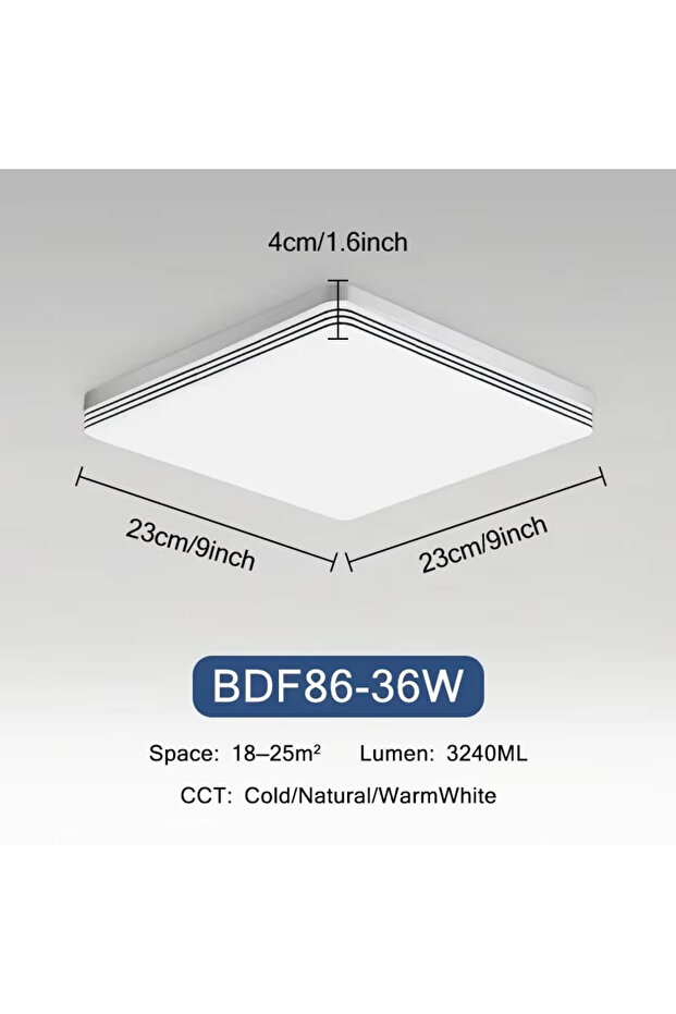 White light Square 36W 18W-48W LED Ceiling Light 15-30CM Square Ceiling Panel Light Home Bedroom Kit