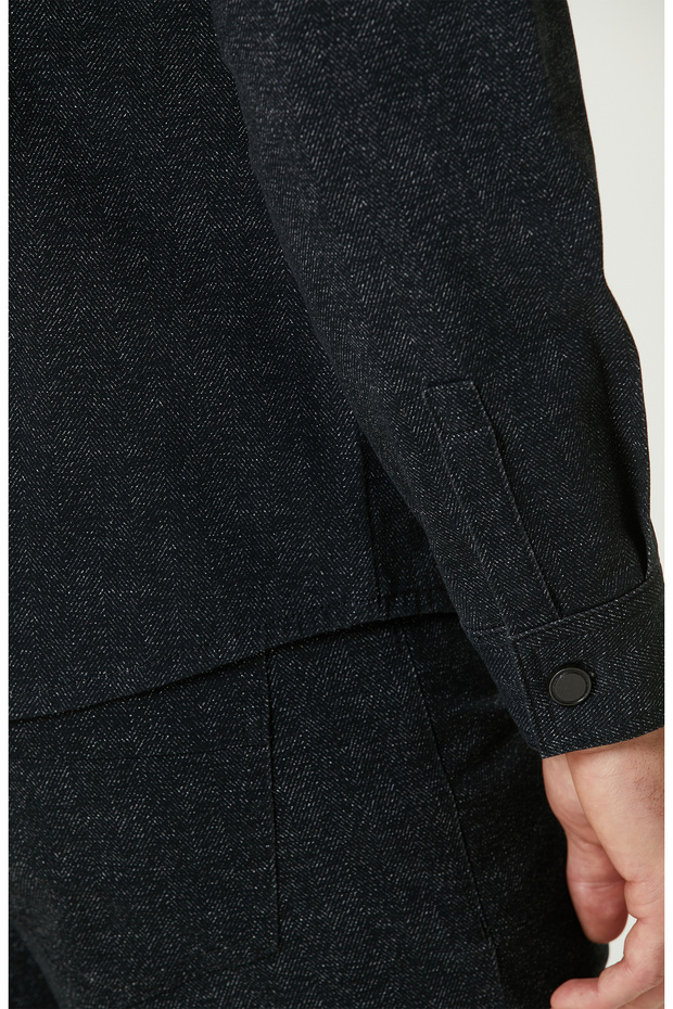 Siyah Denim Görünümlü Dış Gömlek - 7