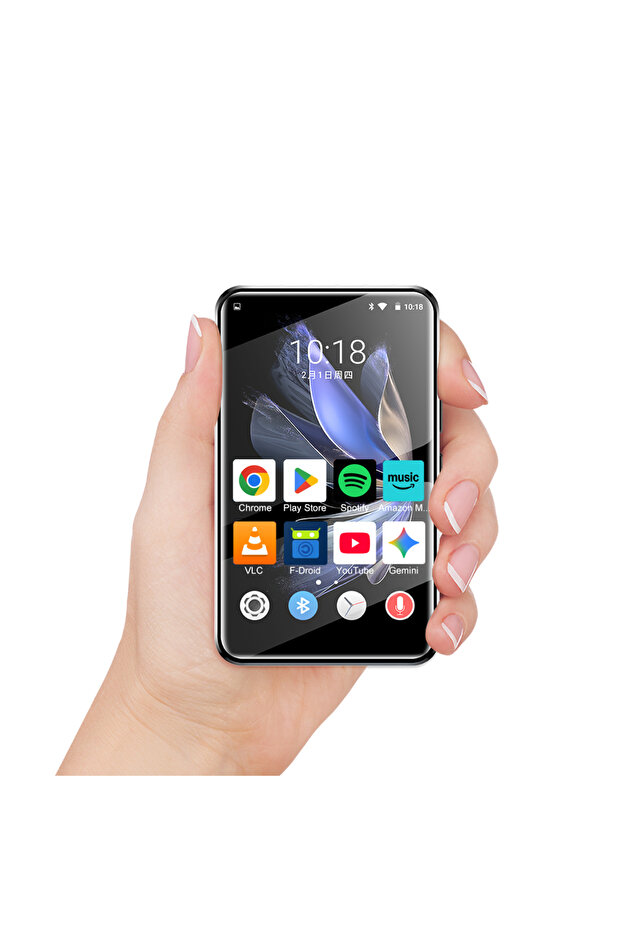 black Android 10 MP3/MP4 Player with 4-inchs Bluetooth and WiFi Online Music Play Store Download Sp