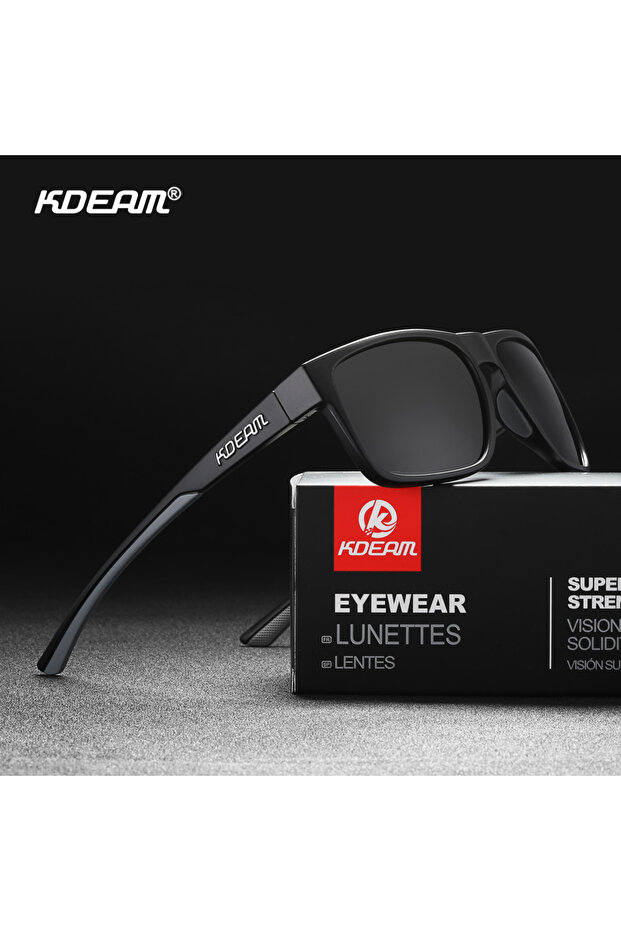 BOX and CASE C7 Non-Mirror Black KDEAM New Polarized Men's Sunglasses Square Outdoor Photochromic Su