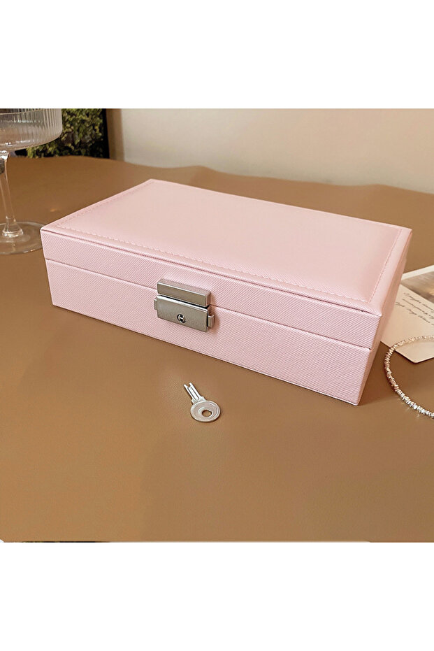 pink AQ104-1 Simple Lockable Jewelry packaging for women High-end Earrings Dustproof Storage Boxes L