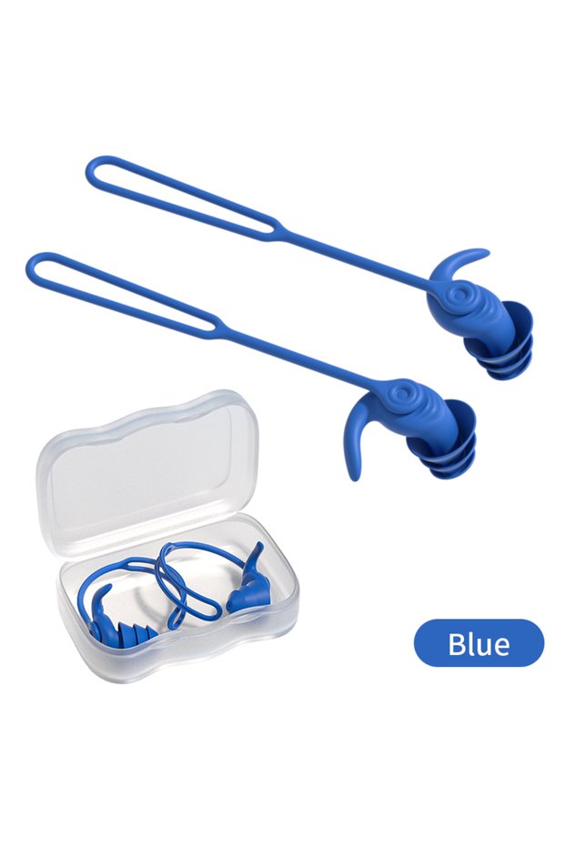 Blue Swim Ear Plugs Silicone Waterproof Anti-noise Pool Accessories Swimming Earplugs Water Sports S
