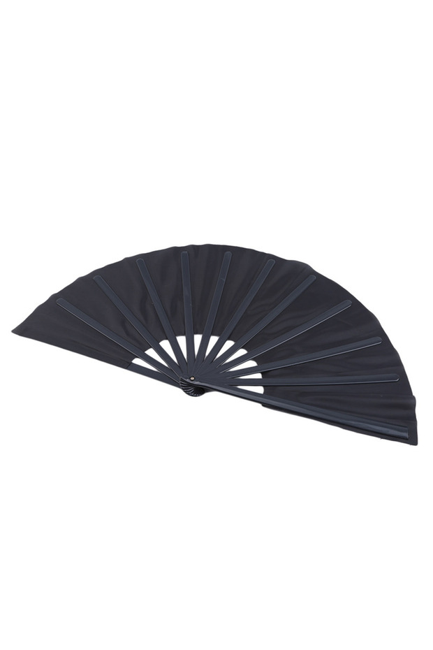 black Large Kung Fu Sound Fan Plastic Bone Martial Arts Performance Elegant Hand Folding Stage Fan O