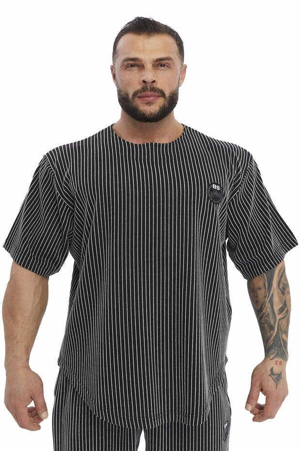 Oversize Striped Thick Rag Top T-Shirt Bgsm 3355