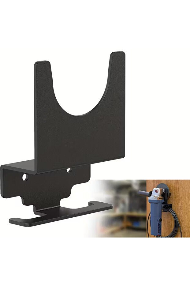 black Angle Grinder Holder Durable Metal Tool Rack with Cord Hanger Wall Mount Bracket for Polishers