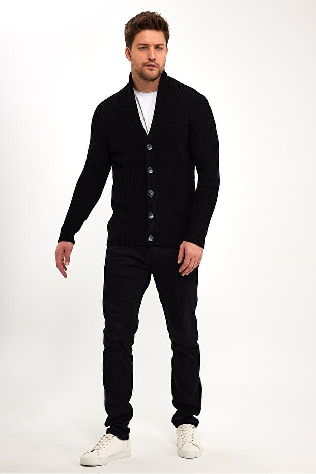 BUTTONED CYCLANIC KNITTED CARDIGAN (E23-6705)