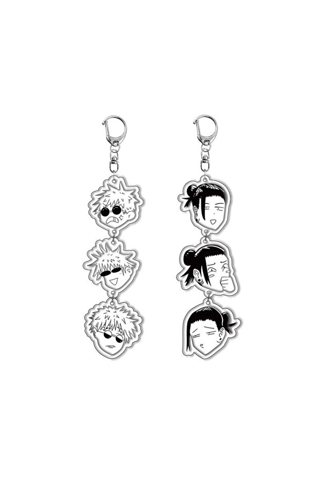 K-J-1-K-J-2 Anime Character Gojo Geto Matching Keychain JJK Inspired Handmade Bag Charm Jewelry Gift