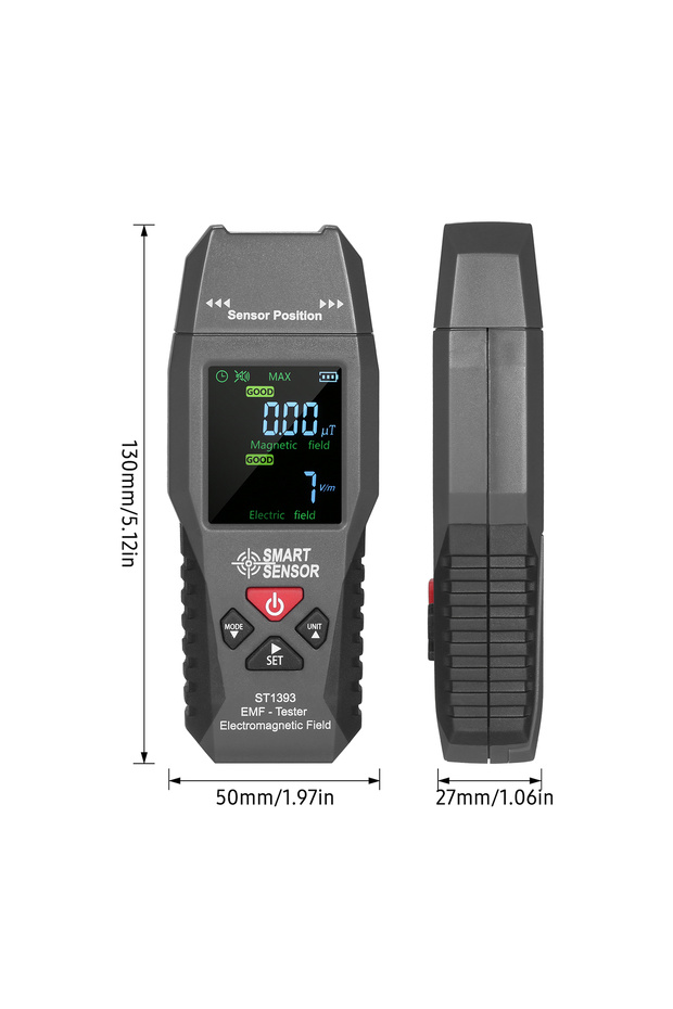 جهاز استشعار ذكي ST1393 EMF للكشف عن المجال الكهرومغناطيسي EMF محمول بشاشة LCD رقمية كهرومغناطيسية.