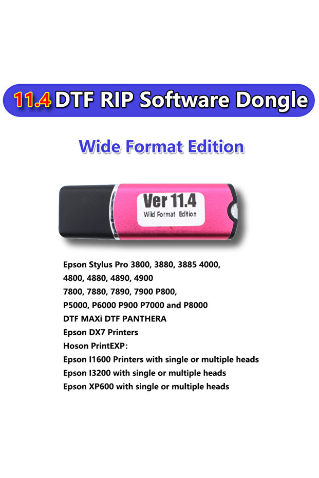 V11.4 Wide Format 11.4 DTF RIP Software USB Dongle Key For Epson L18050 L8050 L8180 L1800 ET 5800 58