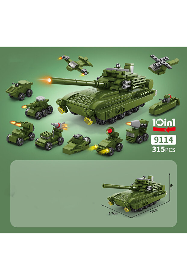 NO BOX JM-9114 10IN1 Helicopter Fire Rescue Engineering Vehicle Building Blocks Police Tank Helicopt