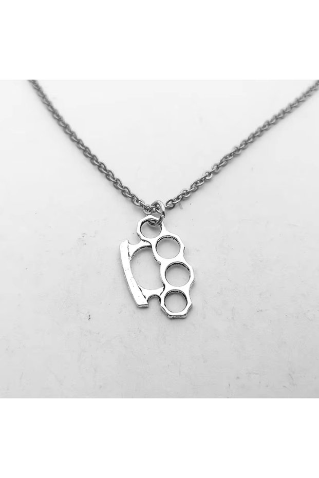 Knuckles Necklace Vintage Fashion Brass Knuckles Pendant Necklace for Women Men Y2k Grunge Jewelry G