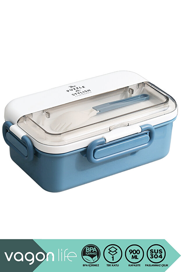 Bento 900ml Lunchbox New Collection 1 Layer 3 Compartments Stainless Steel Lunch Box