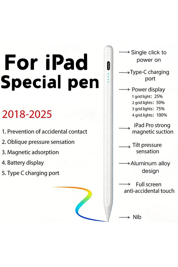 ZP4-AP For Apple Pencil 2018-2026 For iPad Pencil Stylus Pen for iPad A16 Air 11 M2 M3 Pro 12.9 10.