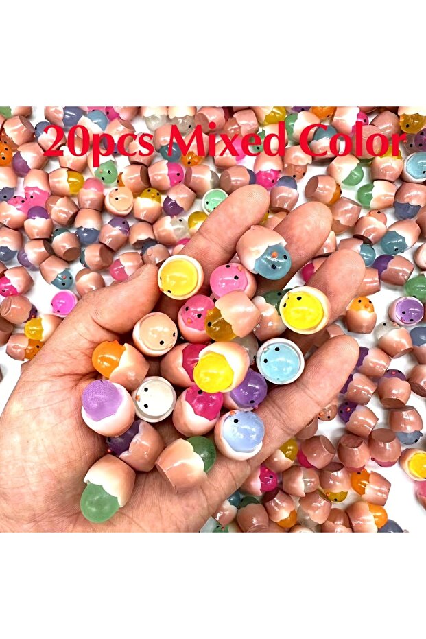 20pcs Luminous Cute Eggshell Chick Play House Toy Egg White Resin Car Decoration Diy Jewelry Accesso