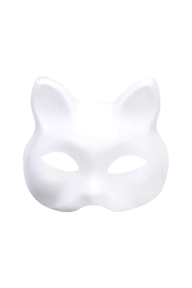 1pc White Plastic Cat Mask, White Role-Playing Anime Party Half Costume, Diy Mask