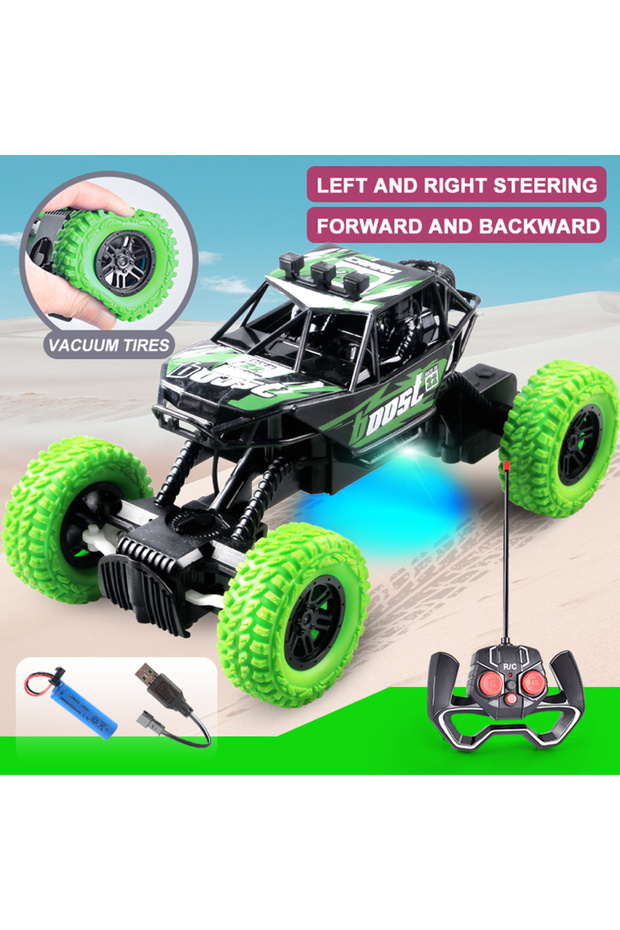 BD002LV Remote Control Car with Colorful Flashing Lights, Rubber Wheels, Off-Road Toy Car Suitable f
