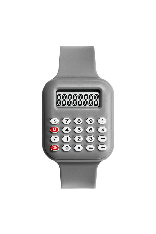 Gray Creative Calculator Watch Cartoon LED Digital Kids Watch Fashion Sports Electronic Watch for Bo