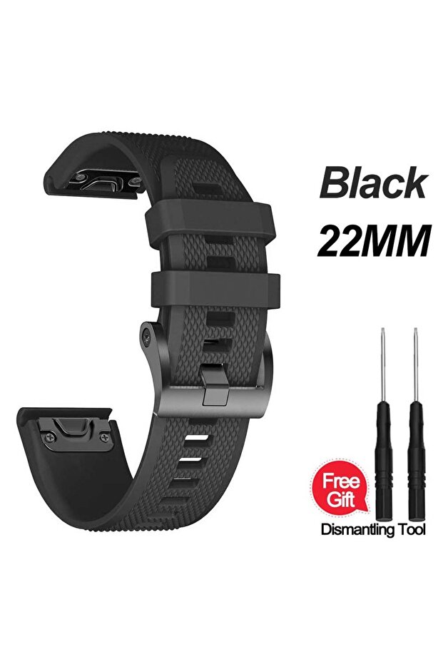black 22MM Bands For Fenix 5 Watch Band Straps Fenix 5 5X 5S Plus 6X 6 6S Pro 7 Forerunner 935 9...