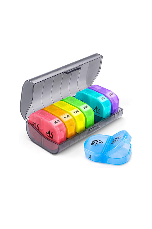 NO.1 Portable Vitamin Pill Box Case Organizer Tablet for 7 Days 2 Times 14 Grids Travel with Large C