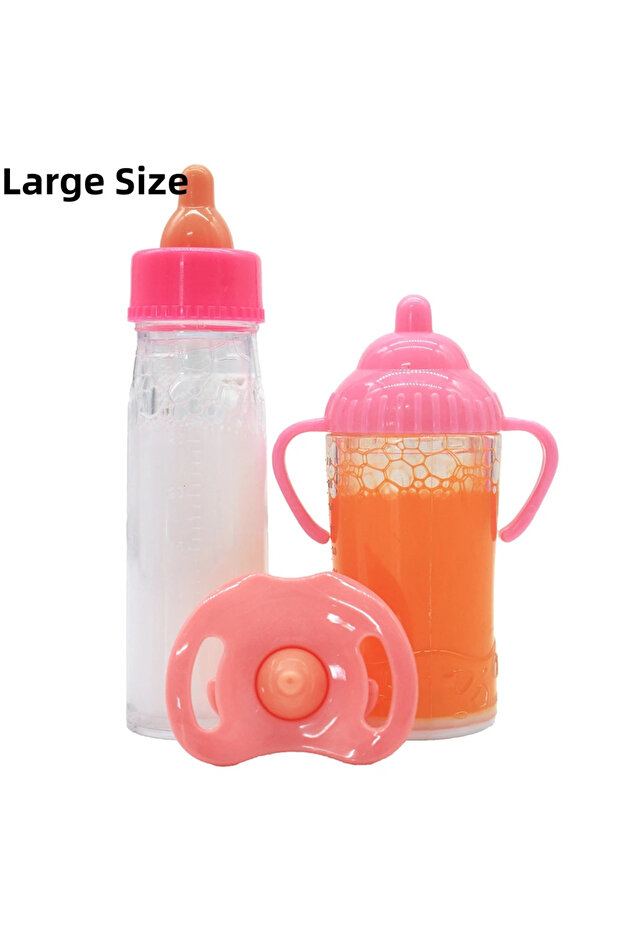 Pink Large Size Large size Baby Doll Feeding Bottle Set Baby Care Toy Stroller 2pcs Milk And Juice B