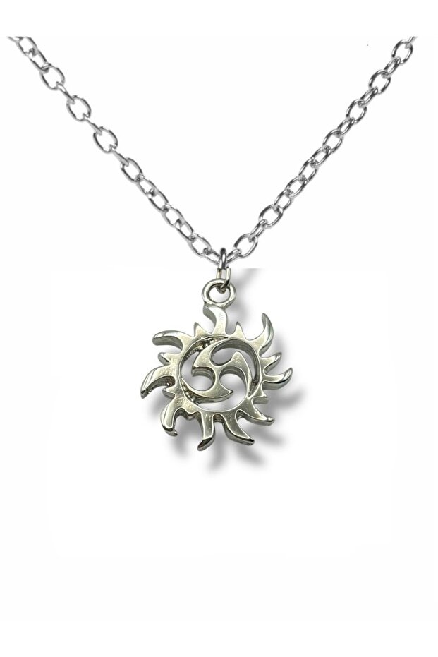Sun Motif Shuriken Necklace – Unisex Accessory with Japanese Ninja Figure with 60 cm Chain