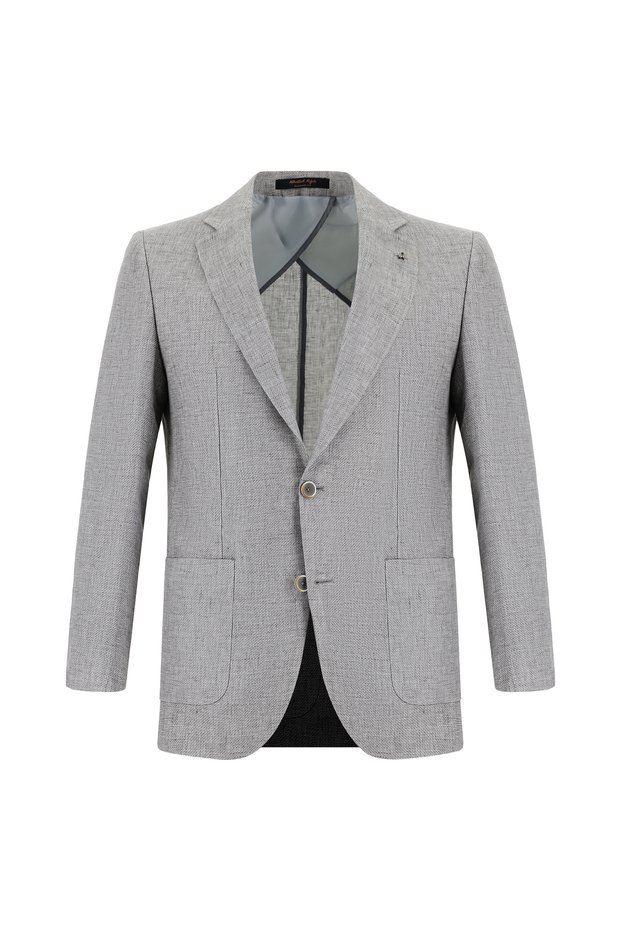 6 Drop Regular Fit Standard Cut Patterned Linen Jacket