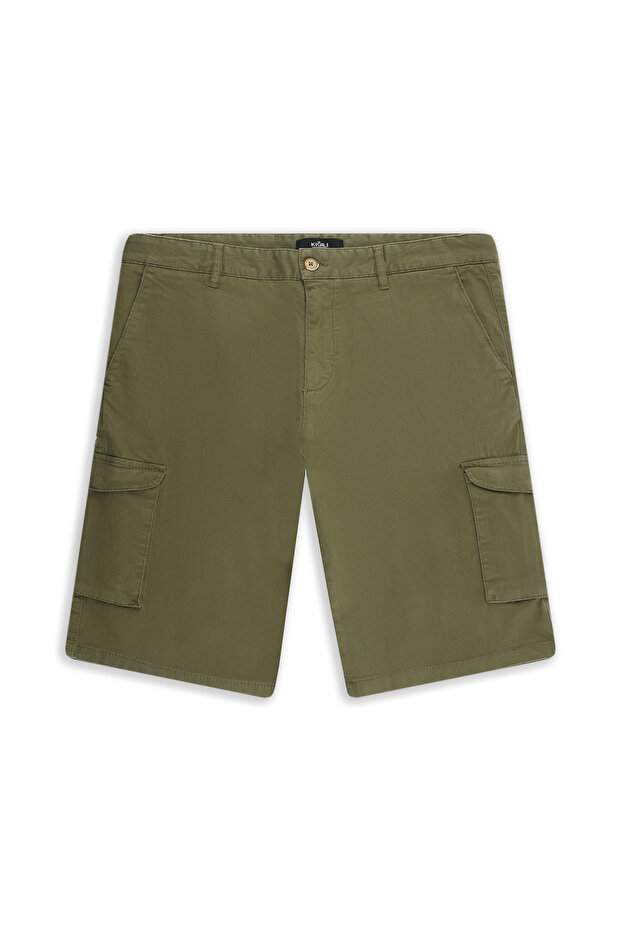 Regular Fit Standard Cut Cotton Bermuda Shorts with Cargo Pockets