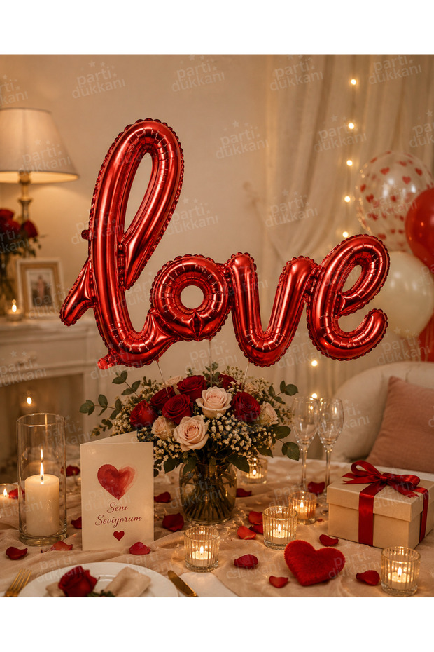Love Written Foil Balloon 40 Inch 102 cm Red Love Balloon Valentine's Day Romantic Party Decoration