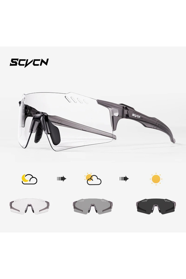 Photochromic-06 SCVCN Fashion Sunglasses Rimless Cycling Glasss Outdoor Sports Running Drving for Me
