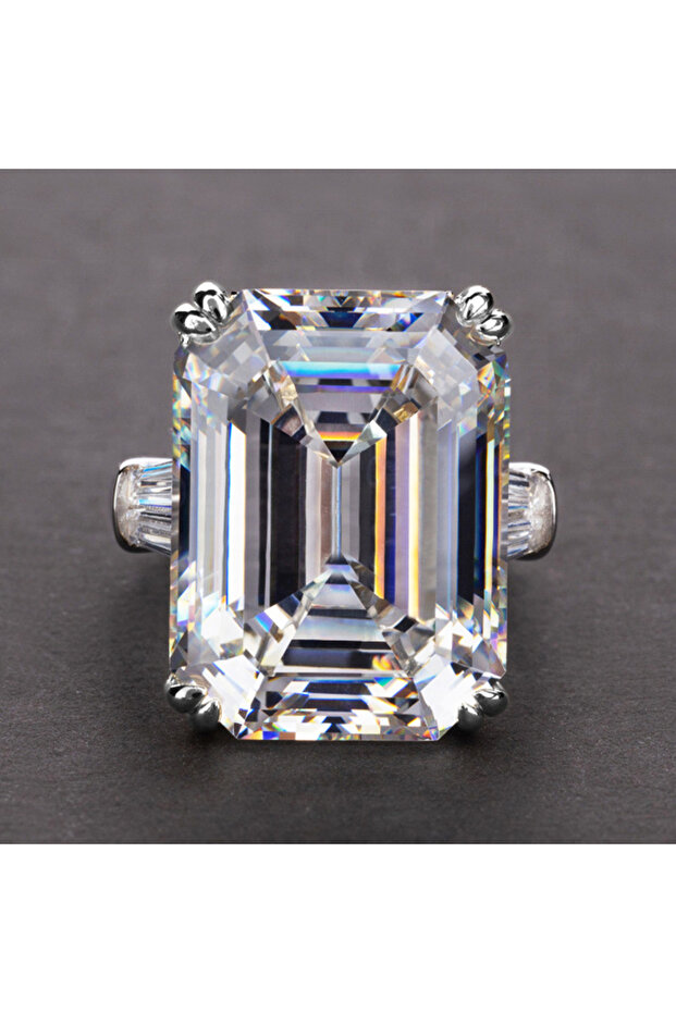 9 F377 Huitan Luxury Solitaire Big Rectangle CZ Women Wedding Ring Engagement Ring Evening Party Ele