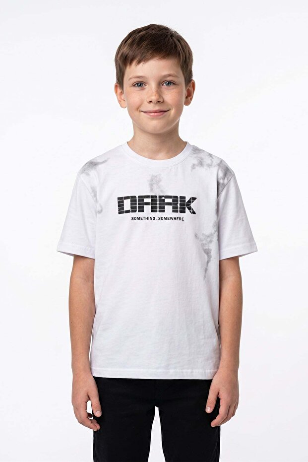 Dark Printed Crew Neck Boys' T-Shirt