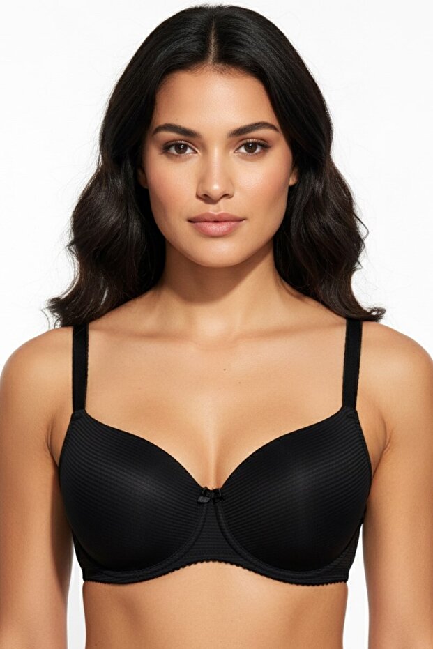 Women's Black Ribbed Unpadded Underwire Bra