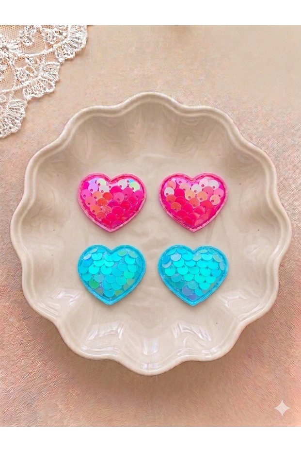 Colorful Sequin Heart Baby Hair Clip - Hair Clip for Babies with No Hair or Less Hair