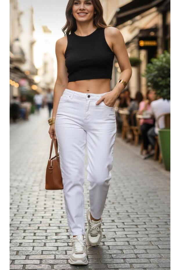 New Season High Waist Flexible Boyfriend Women's Mom Jeans