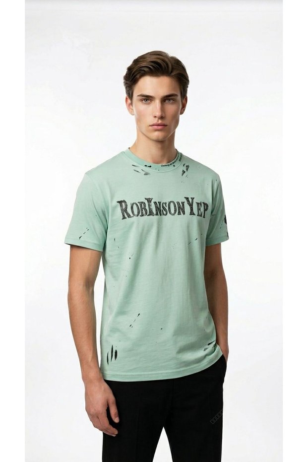 Men's Oversize Printed T-Shirt Streetwear Modern Cut Casual Comfortable Cotton T-Shirt