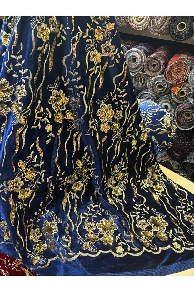 Sequin Embroidered Velvet Fabric
