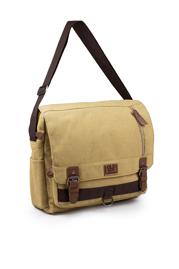 Medium Size Canvas Canvas Waterproof Fabric Postman Briefcase Business School Shoulder Bag Mustard U579